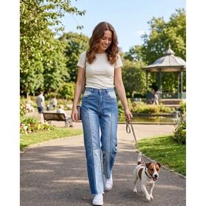 Madden NYC Junior's Patchwork ULTRA High Rise Flare Boot Cut Blue Jeans Sz 11